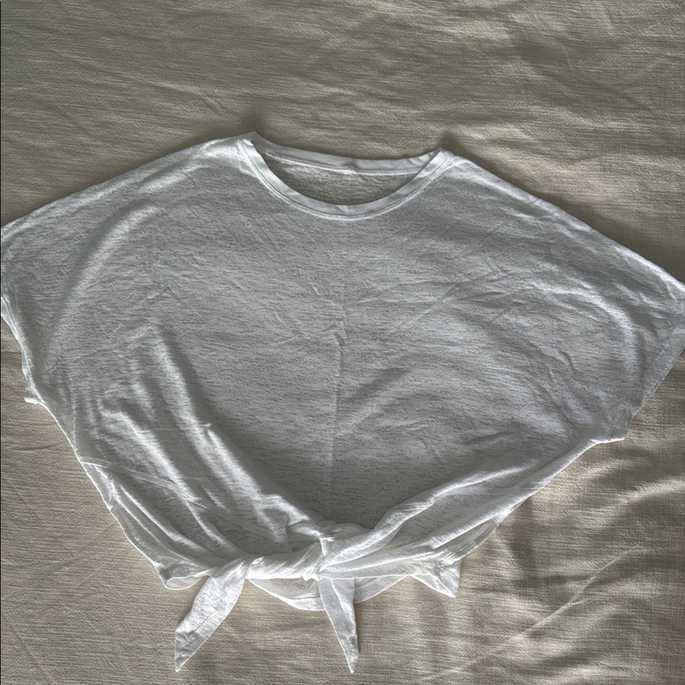 Lululemon White Crop Tie-Front T-Shirt